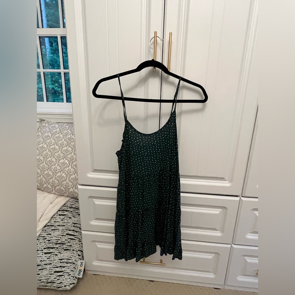 Pacsun size XS green and white polka dot backless mini sundress